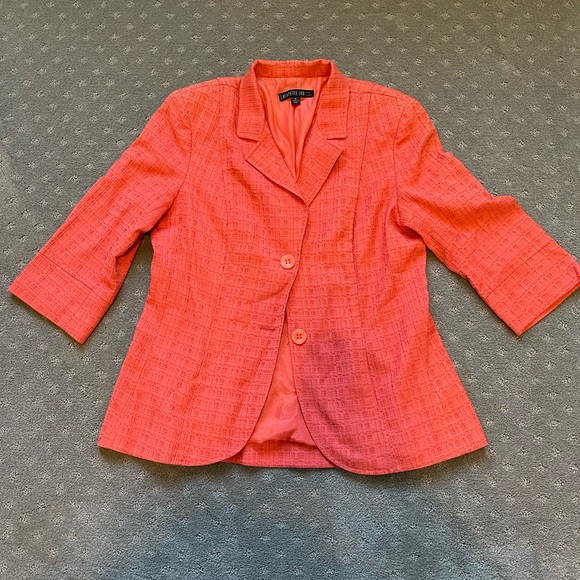 Lafayette 148 Coral 3/4 Sleeve 2 Button Blazer Jacket Size 12 - Picture 1 of 6